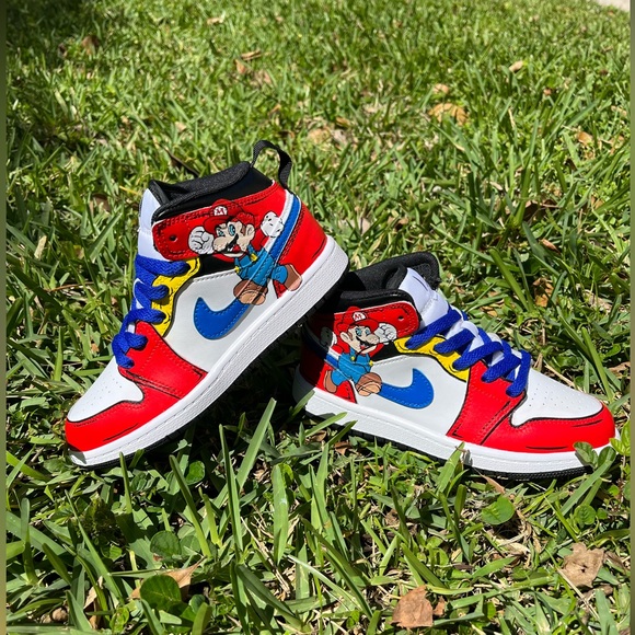 Custom Air Jordan 1 Mid Mario Kid Toddler Birthday Shoes - Picture 4 of 5